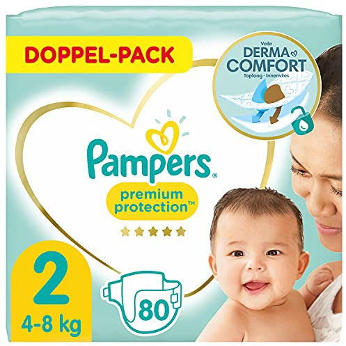 Pampers Premium Protection größe 2, 80 Windeln, 4kg -8kg, 2er Pack(2 x 1.616 kg )