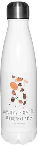 Mr. & Mrs. Panda Thermosflasche Kuh - Geschenk, Isolierflasche, Hof, Trinkflasche, Flausen, Edelstahl, Landwirt, Landwirtin, Bauernhof,