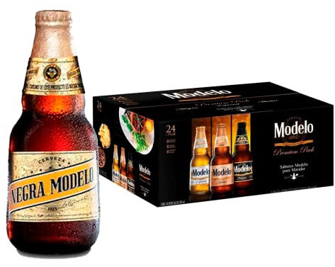 Negra Modelo Cerveza, , Pack de 24 Botellas x 355 ml, Sabor Único, La Crema de La Cerveza, 5% Volumen de Alcohol