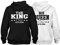 VIVA WERBUNG King Queen Pullover Pärchen Set - 2 Hoodies für Paare mit Wunschnamen & Datum - Couple Idee