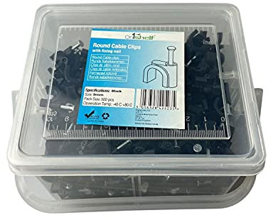 Black Round Cable Clips K-Type Trade Box, 9mm- 500 Pieces