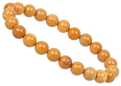 ELEDORO PowerBead Damen-Armband Stretch aus Edelstein Perlen 8mm gelber Mookait