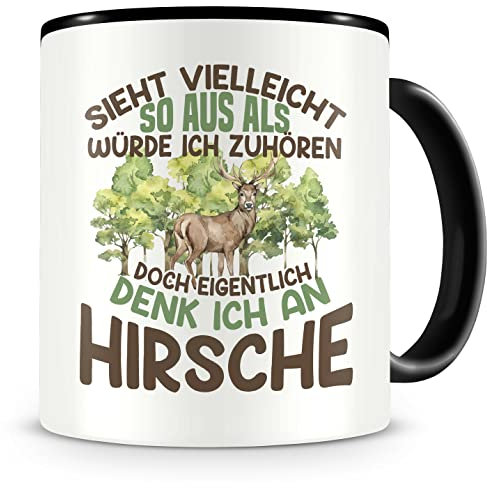Samunshi® Hirsch Tasse mit Spruch Sieht vielleicht so aus Hirsche Geschenk für Hirsch Fans Kaffeetasse Lustige Tassen zum Geburtstag 300ml