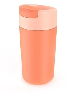 Joseph Joseph Sipp Reisebecher, Hygienischer, auslaufsicherer Mehrwegbecher, Kaffee- & Teetasse mit Deckel - 454 ml (16 fl. oz) - Koralle