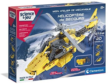 Clementoni- Jeu de Construction - Hélicoptère de Secours - Mon Atelier de Mécanique