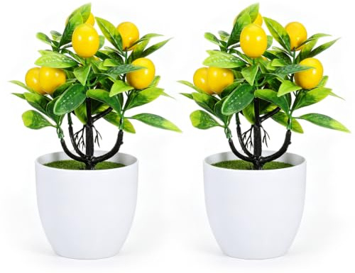 PRETYZOOM 2stücke 24cm Künstlicher Zitronenbaum Kunstpflanzen Für Home Decor Bonsai Pflanzen Im Topf Für Tisch Büro Und Garten Deko