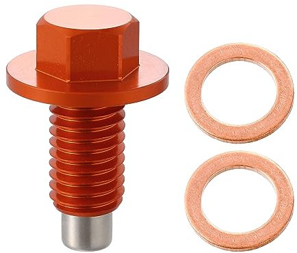 X AUTOHAUX M12 x 1,75 Magnetischer Ölablassstopfen Ablassstopfenadapter aus Aluminiumlegierung mit Dichtungen Orange