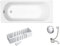 VBChome Badewanne 150x70 cm Geberit Acryl SET Wannenträger Siphon Wanne Rechteck Weiß Design Modern Styroporträger Ablaufgarnitur in Chrom Viega