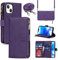 Cavor Compatible with iPhone 14 Plus Case With Card Holder With Strap,Flip Leather Crossbody Women Wallet Case,[9 Card Holders][2 Lanyards],Cover Phone Case Compatible with iPhone 14 Plus - Purple