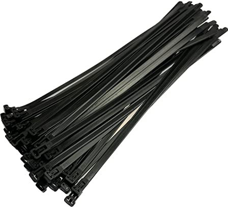 Plastic Releasable Cable Ties Premium Heavy Duty Large Reusable Zip Ties, 50-Pack (7.2mmx300mm, Black)