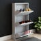 [en.casa] Schuhschrank Sokndal Schuhkipper mit 3 Klappen Metall Schuhkommode für 6 Paar Schuhe 104 x 50 x 15 cm Weiß