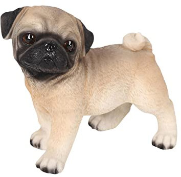 Sharplace Kunstharz-Hundestatue, Tierhandwerk, Dekoration, rutschfeste Mops-Figur, Skulptur für Auto-Armaturenbrett, Tischplatte, drinnen und draußen, Zuhause, Beige