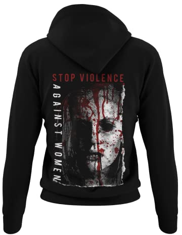 knut Fashion & Streetwear Modern Stylische Bekleidung Damen Hoodie Motiv Stop Violence Frauen Kapuzenhoodie kuschlig weich Grunge Gothic Clothing Vintage Punk Black gr. S - 3XL