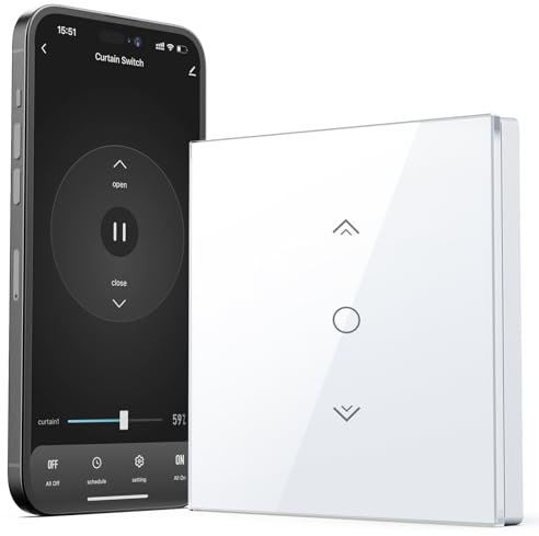 【Nuevo Chip】Alexa Interruptor Persiana Wifi, Etersky Persiana Porcentual Inteligente, Persiana y Toldos Electricos, Interruptor Cortina Compatible con Alexa y Google Home, 1 Pieza