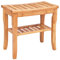 RELAX4LIFE Bathroom Stool, Bamboo Shower Bench Seat with Storage Shelf, Waterproof Bath Organizer Stool Living Room Bedroom Garden
