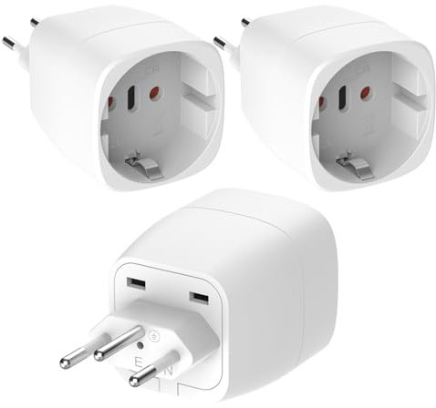 Oliveria 3 Stück Reiseadapter, DE auf Schweiz Adapter/EU auf Schweiz Reiseadapter/Schweiz Reisestecker Steckdosenadapter, Schuko EU zu Typ J Steckdose,für Malediven, Ruanda, Liechtenstein Reiseadapter