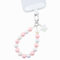 Qyoocom Handyanhänger,Handykette Perlen Bunt Kurz,Handy Universal Perlen Schlüsselband Abnehmbares Geeignet für alle Smartphones mit 2 Patch (Perlen Weiss Rosa 14mm)