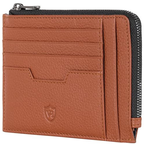 VON HEESEN Leder Kartenetui Geldbörse Herren & Damen Kreditkartenetui (Cognac Braun)