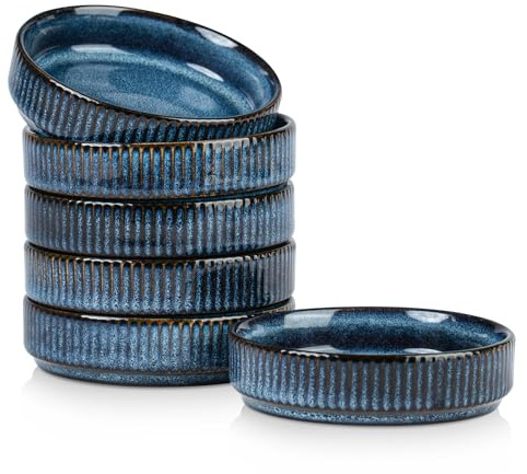 famiware Star Soy Sauce Dish Ceramic Dipping Bowls Set of 6, 4 oz Individual Dip Sauce Cups/Bowls/Dishes/Plates, Small Serving Bowl for Side Dishes, Ice Cream, Condiments, Sushi - Nebulas Blue