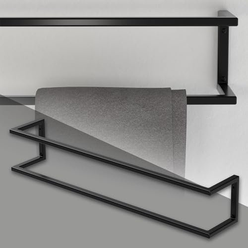 ML-Design Handtuchhalter, Stahl, 15 x 15 x 80 cm, Schwarz, Handtuchregal, Handtuchständer, Handtuchstange, Badezimmer Wandhalterung, Gästehandtuchhalter, Vertikal oder Horizontal Wandmontage