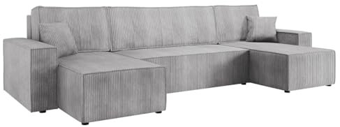 Mirjan24 Ecksofa Kobaro U Cord, Design Eckcouch Couch mit Schlaffunktion, Bettkasten, Wohnlandschaft, Bettfunktion, U-Form Sofa, Seite Universal, Symmetrisches Ecksofa (Poso 110)