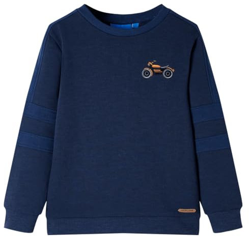 vidaXL Kinder-Sweatshirt Motorrad Langarmshirt Pullover Pulli Marineblau Melange 140