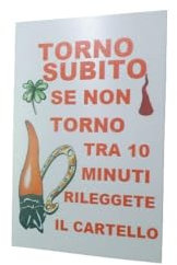 mini cartello targa FOREX 10x15 CM torno subito aforismi divertenti strada casa bar ristorante pub plastica pvc