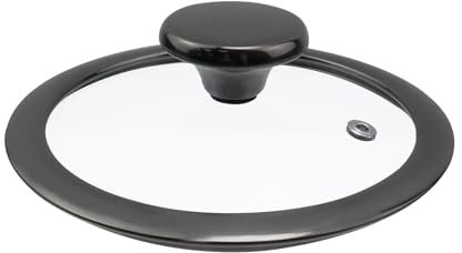 HEVSTIL 6 Inch Tempered Glass Lid Pan Lid for Frying Pan Glass Lid with Knob Pan Lid Glass Vented Skillet Cover for Cast Iron Skillet,Black, ST2114