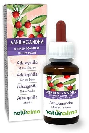 Ashwagandha o Ginseng indiano (Withania somnifera) radici Tintura Madre analcoolica Naturalma - Estratto liquido gocce 60 ml - Integratore alimentare - Vegano