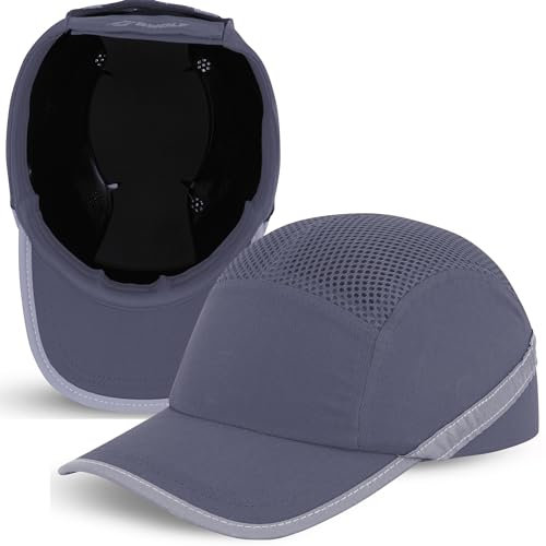 BWOLF TRIVOR Anstoßkappe Herren Stoßkappe Sicherheitskappe Sicherheitshelm mit ABS-Schale EN 812 mit Reflexstreifen Schutzhelm Helmkappe (Grau)