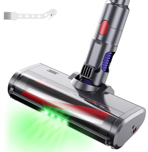 EVARY Cepillo Compatible para Dyson V7 V8 V10 V11 V15(con 4 Luces LED), Accesorio Cabezal de Cepillo Direct Drive Reemplazable para Alfombra Suelo de parquet Azulejos Spazzola Motorizzata Ricambio