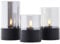 Brilliant LED Außen-Tischleuchte Bougie LED Kerzen, 3er-Set, H 10/12,5/15 cm, Timer, schwarz/rauchglas