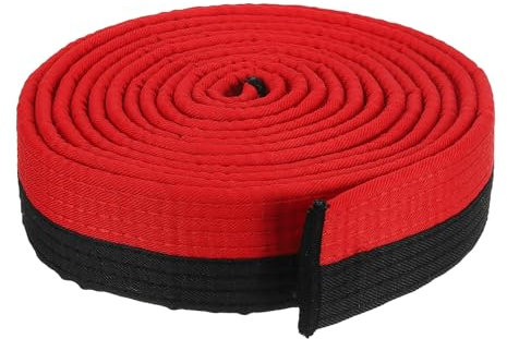 PATIKIL Taekwondo Farbiger Ranggürtel 1,6 x11,2Ft 3,4m, Baumwollkampfkunst Judo Karate Gürtel für Trainer Unterricht Praxis, Rot&Schwarz