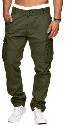 YAOHUOLE Pantalon De Travail Homme Cargo Vert Armée S