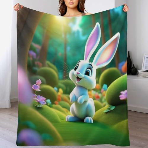 AAPZY süßes Kaninchen Kuscheldecken,Decke, 3D-Digitaldruck Kuscheldecke, Flannel Decke, Weich Wohndecke, Sofadecke Decke Für Kinder Jungen Erwachsene （180×200cm）