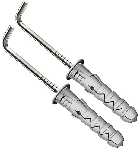 DIYUK Hooks for Hanging L Shape with Plug M12x60mm (Pack of: 2) Square Screws Hook Wall Hanger