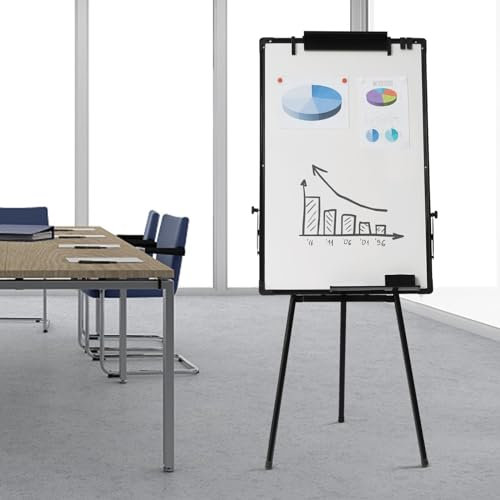Magnetisches Whiteboard mit Ständer 90 x 60 cm, Höhenverstellbar Flipchart Ständer Tragbar Trocken Abwischbares Board für Schule, Büro und Zuhause