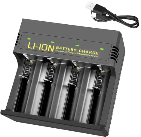 Universal Battery Charger For 26650 21700 18650 18500 16340 14500 18490 for Li-ion Ni-MH Ni-CD Rechargeable Batteries Lithium-ion Rechargeable USB-C Fast Charging Discharge Function 4 Independent Slot
