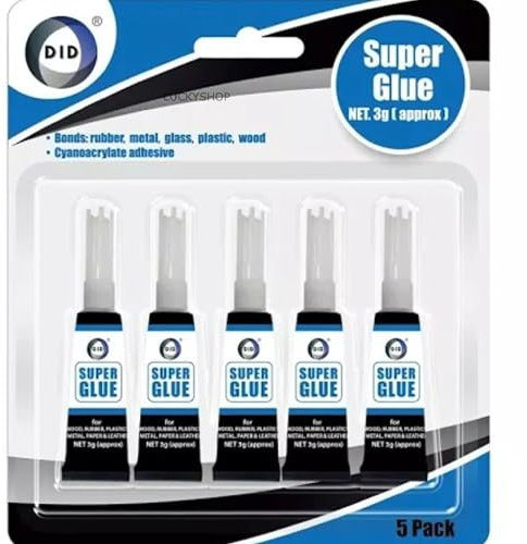 5 Pack Super Glue 3g Tubes – All-Purpose Strong Adhesive, Heavy Duty, Fast-Acting Premium Superglue