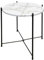 Acomoda Textil – Mesa Auxiliar Plegable de Metal para Recibidor, Salón y Oficina. Mesita de Café Redonda para Centro con Bandeja Extraíble Decorativa, Cómoda y Ligera 40x51 cm. (Marmol Blanco)