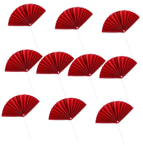 CVUTOVO Teiliges Fan Förmige Tortendeko Rot Dekorative Kuchenspieße für Geburtstagsfeiern Kreative Kuchenaufsätze Leichte und Portable Deko für Drinnen und Draußen