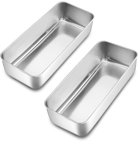 Homikit 2 Stück 30,5cm Kastenform Groß, Edelstahl Brotbackform Brotform für Kuchen, Brot und Toast, Rechteckig Kastenbackform Backform 7,6cm Tiefe, Gesund & Ungiftig, Spülmaschinenfest