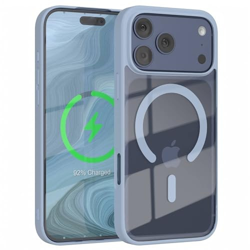 EAZY CASE Hülle für iPhone 17 Pro Max kompatibel mit Qi Charging Ultra Aufprallschutz Stoßfest und Kratzfest dünne Schutzhülle mit Kameraschutz Silikon Cover Clear Handy Case Hell Blau - Qi Charging