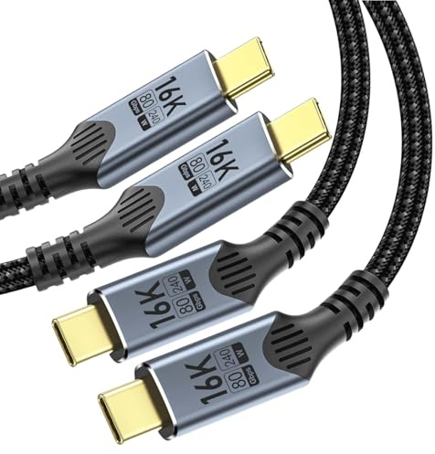 usb c auf usb c kabel 1M 2pack Kompatibel für thunderbolt 5,USB 5 Cable Data Transfer 80Gbps,16K/8K/4K video usb-c kabel,Typc C ladekabel 240W Schnell aufladen Kompatibel für thunderbolt 4/3