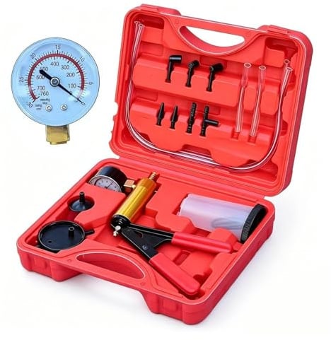 Generico Pompa A Vuoto Manuale Portatile | Set Pompa Estrattore Vuoto con Manometro,Kit per Spurgo Impianto Frenante,per Manutenzione Auto Moto Officina Casa Fai da Te