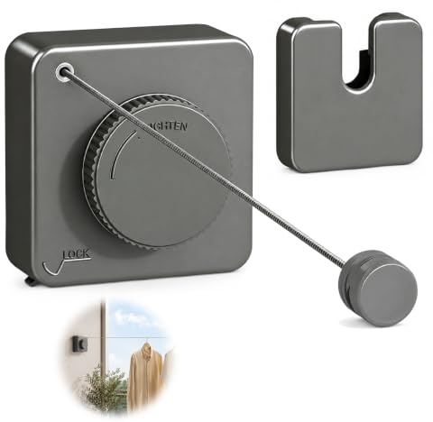 ROEOWENE Filo Stendipanni Retrattile 4,8m, Stendibiancheria da Parete Bagno | Corda per Bucato in Acciaio Inox senza Foratura per Balcone, Stendino Invisibile Salvaspazio 18kg senza Cedimenti
