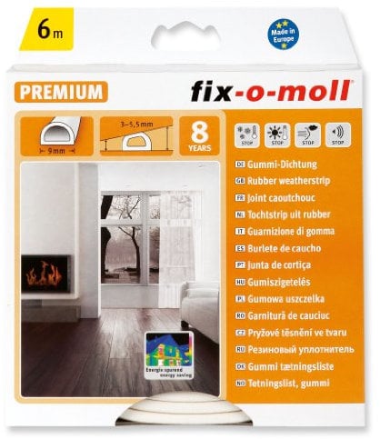 fix-o-moll D-Profildichtung 6 m 6 x 9 mm selbstklebend weiß, 3565265