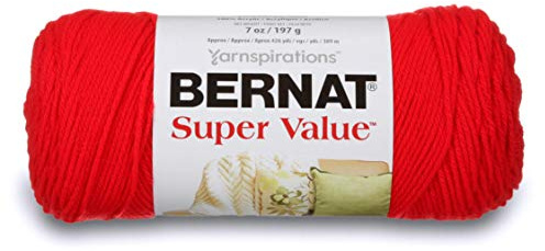 Bernat Super Value Yarn, 7 oz, Gauge 4 Medium Worsted, True Red