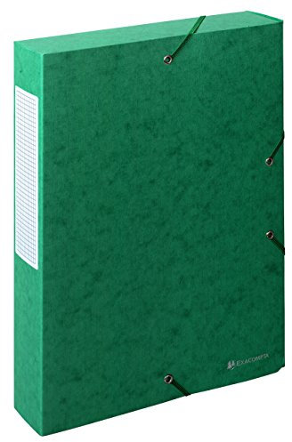 Exacompta 50913E 10er Pack Sammelbox Scotten aufgebaut mit Gummizug 60 mm breit aus extra starkem Colorspan-Karton mit Rückenschild für DIN A4 Archivbox Heftbox Sammelmappe grün