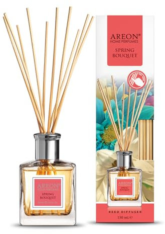Areon Reed Diffuser/Spring Bouquet /150 ml / 1 Verpackung/Parfüm für zu Hause oder für Büro, langdauernde Aroma, Schilfsticksatz für Diffuser